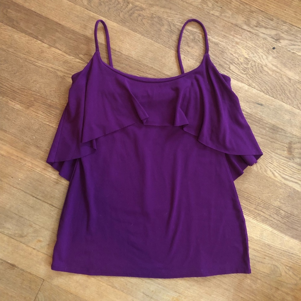 Susana Monaco Hi Low Ruffle Neck Cami size L